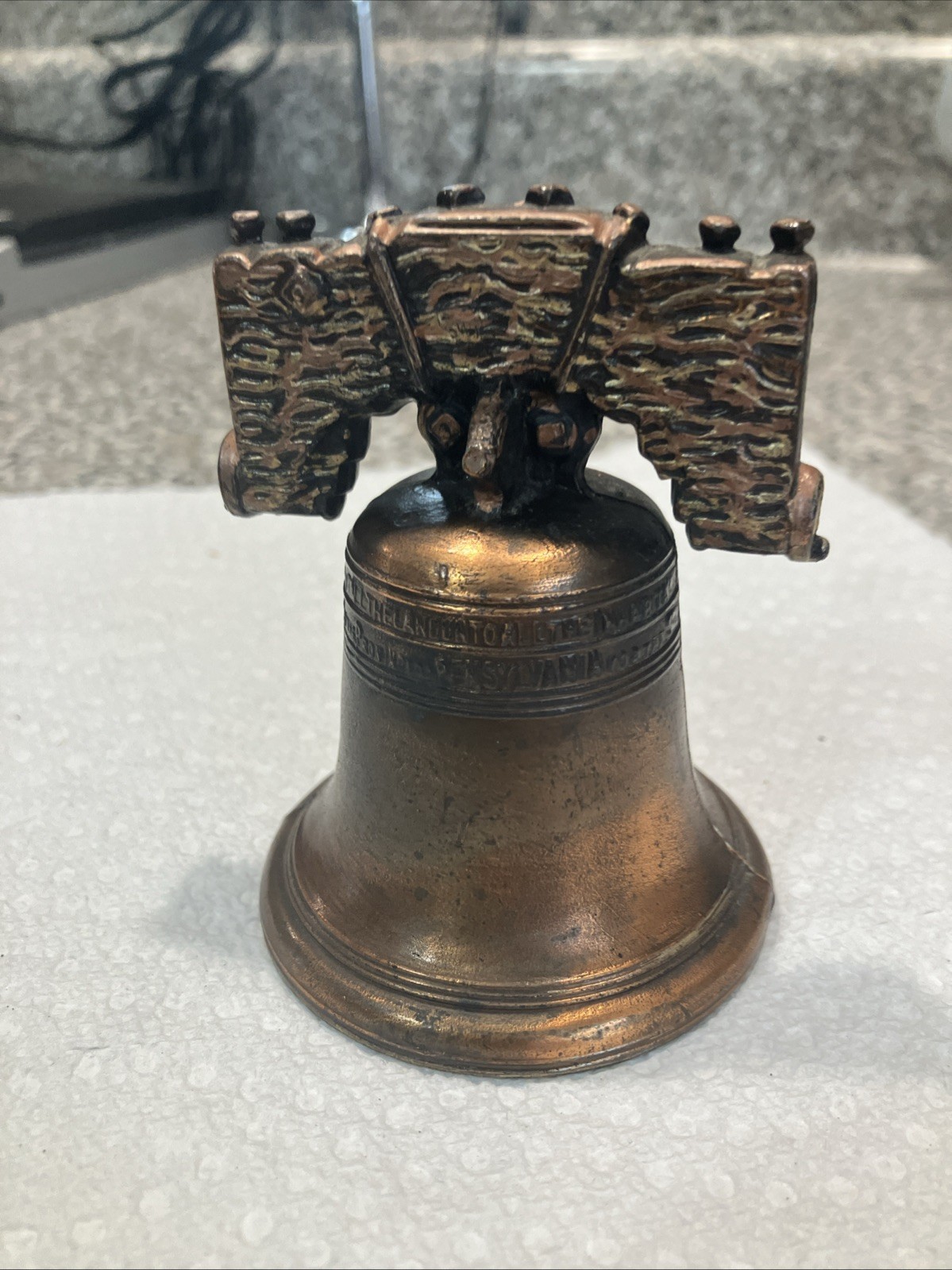 Vintage 1980-2000 U.S Liberty Bell Brass Hand Bell Tabletop Art Decor History