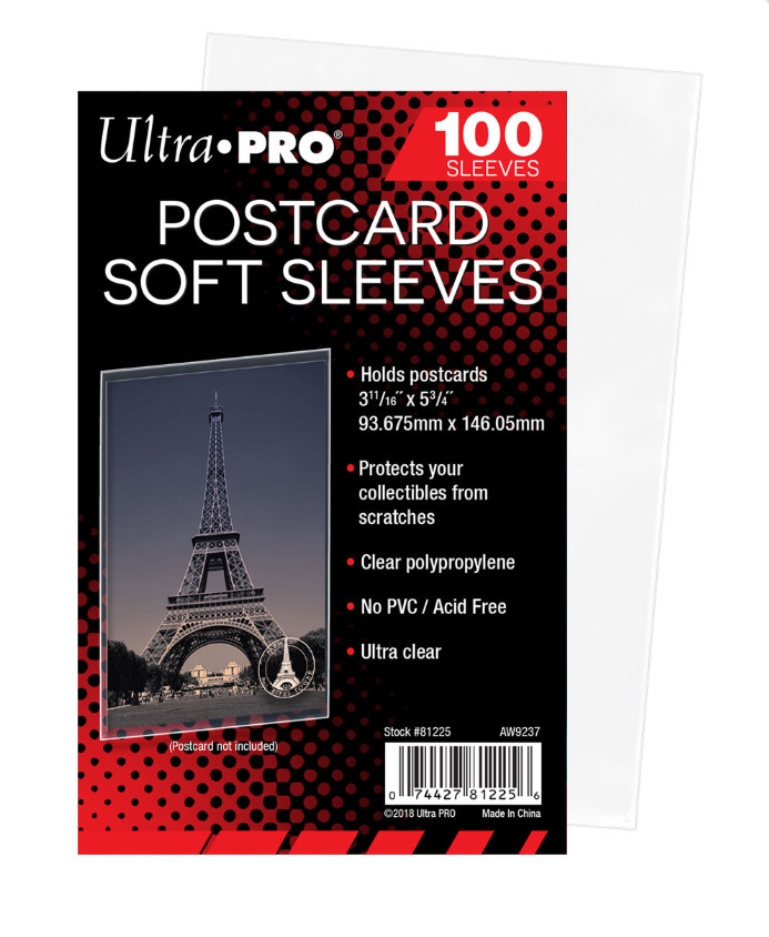 100 Count Pack Ultra Pro Postcard Standard Size Sleeves For Archival #81225