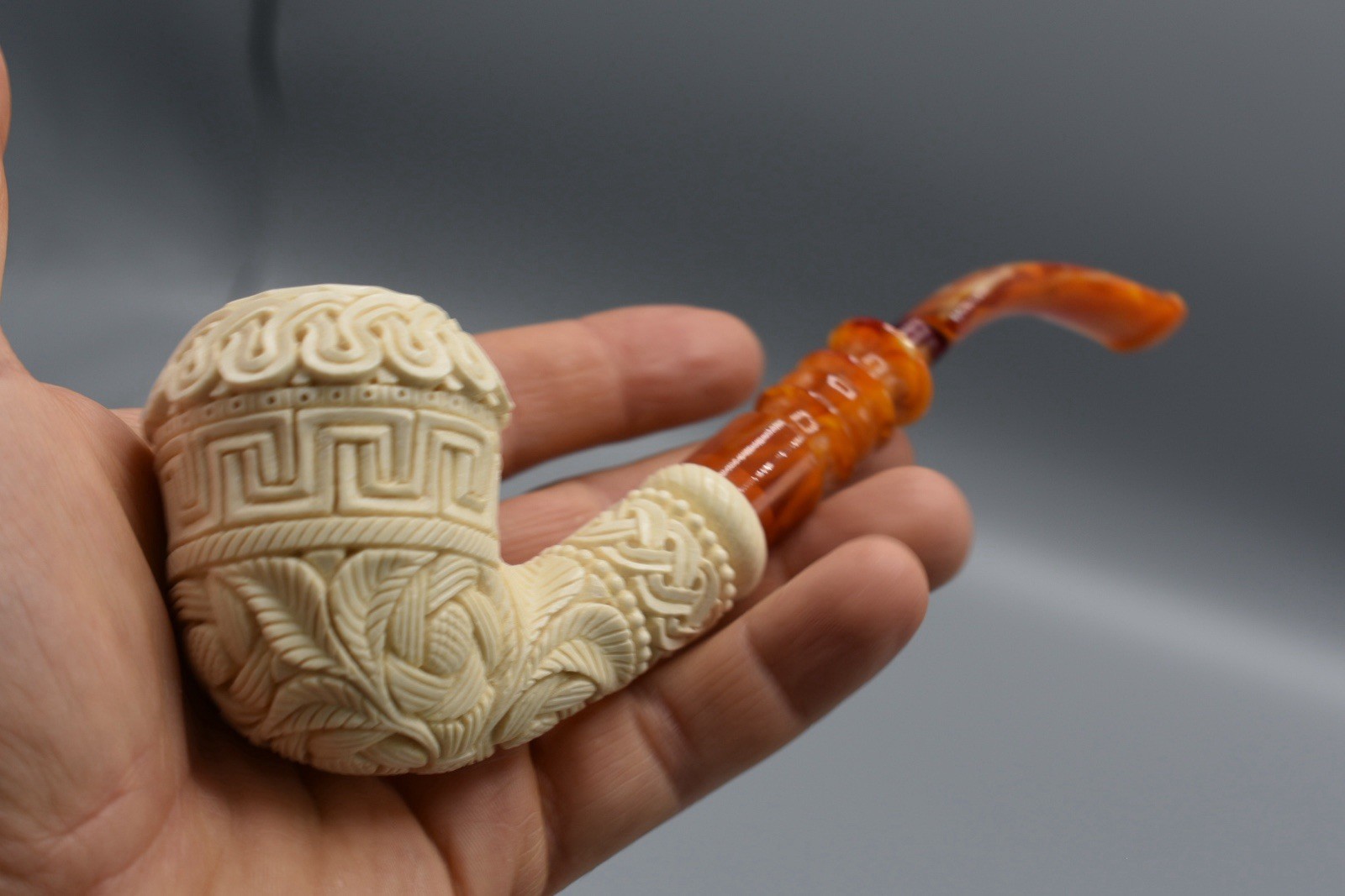 H ege Ornate Topkapi Calabash Pipe New-block Meerschaum Handmade W Case#687