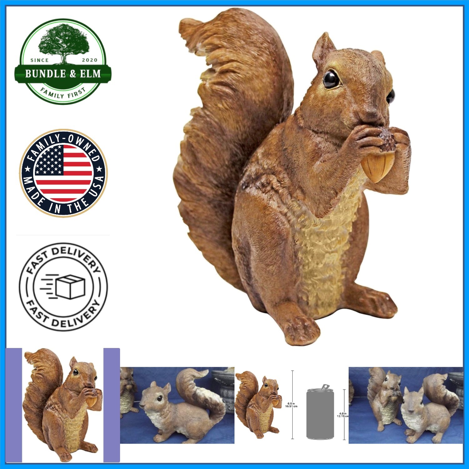 Decorative Chomper Squirrel, Quality Resin Garden Statue for Kids and Adults