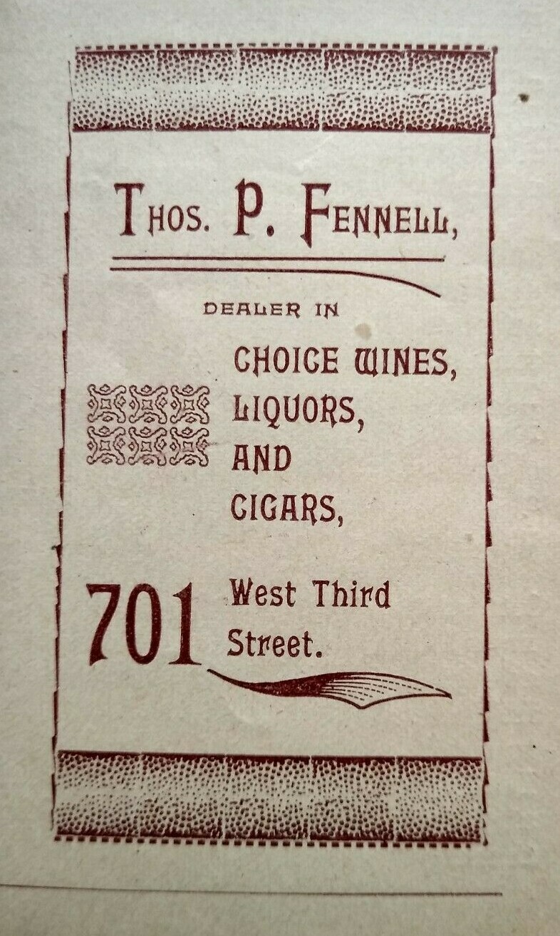Vintage Print Ad Chester Pennsylvania Thomas Fennell Liquor Store 1895