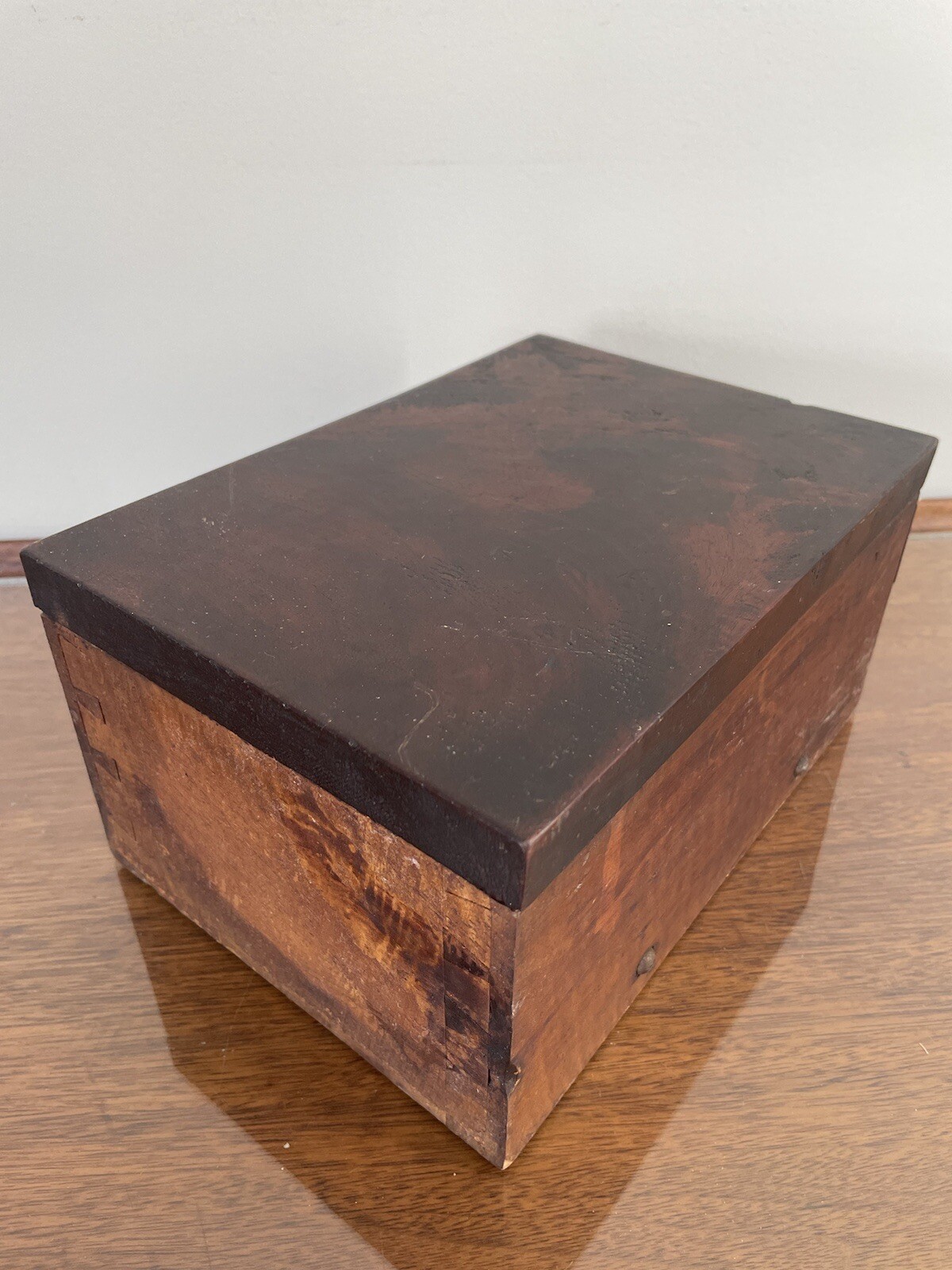 RARE AQ 0.75” Thick Hefty Hard Solid Wooden Chest~4 Lbs & 9.5”L x6.85”W x4.5”H