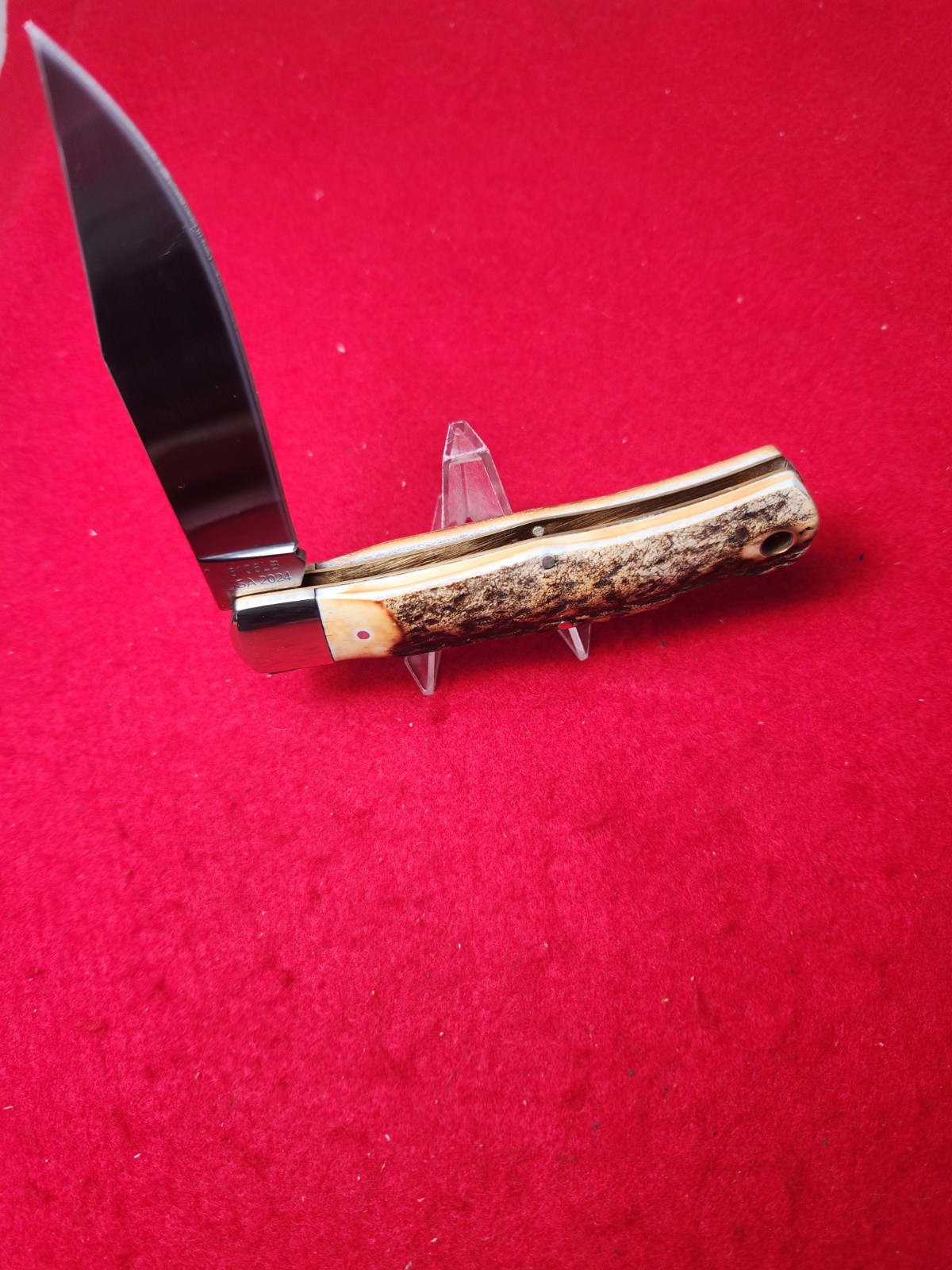 Moore Maker USA 6106 LB Single Blade Lockback Large Trapper Knife Genuine Stag