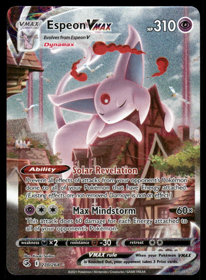 Pokemon Cards Espeon VMAX 270/264 Holo Fusion Strike Alternate Art NM