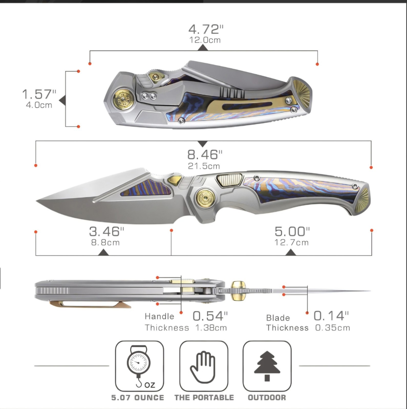 REMETTE RT-Scepter M390 Blade Timascus Handle Knife SCPT-A