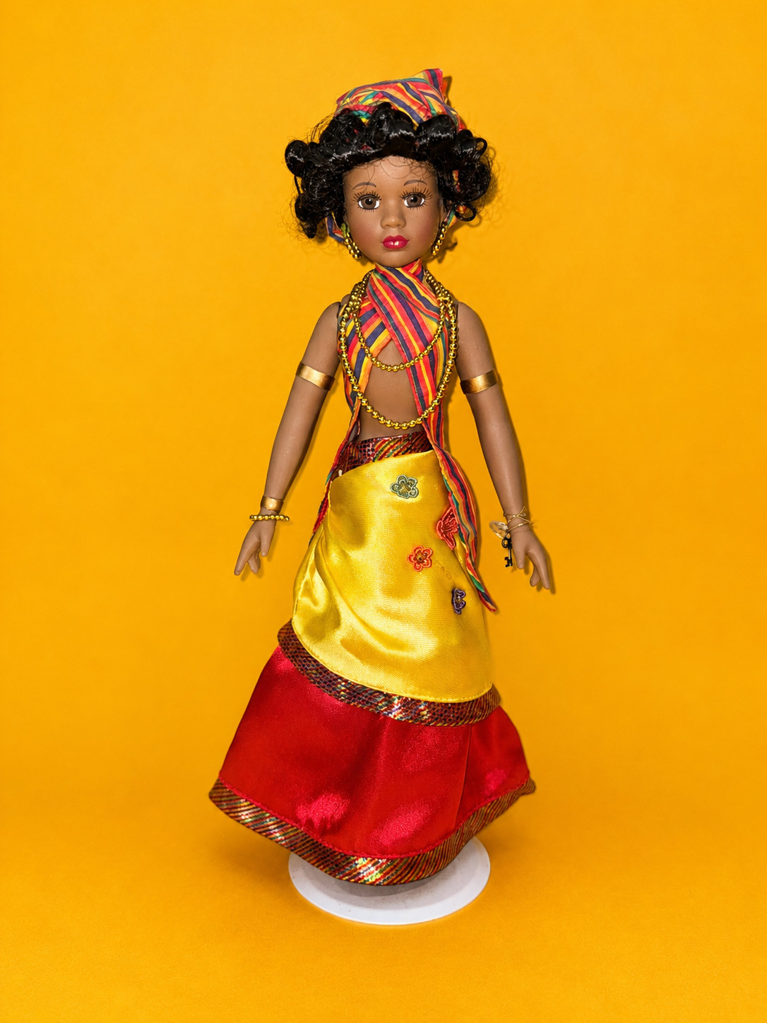 Vintage African American Fashion Doll Ethnic Costume Head Wrap Jewelry