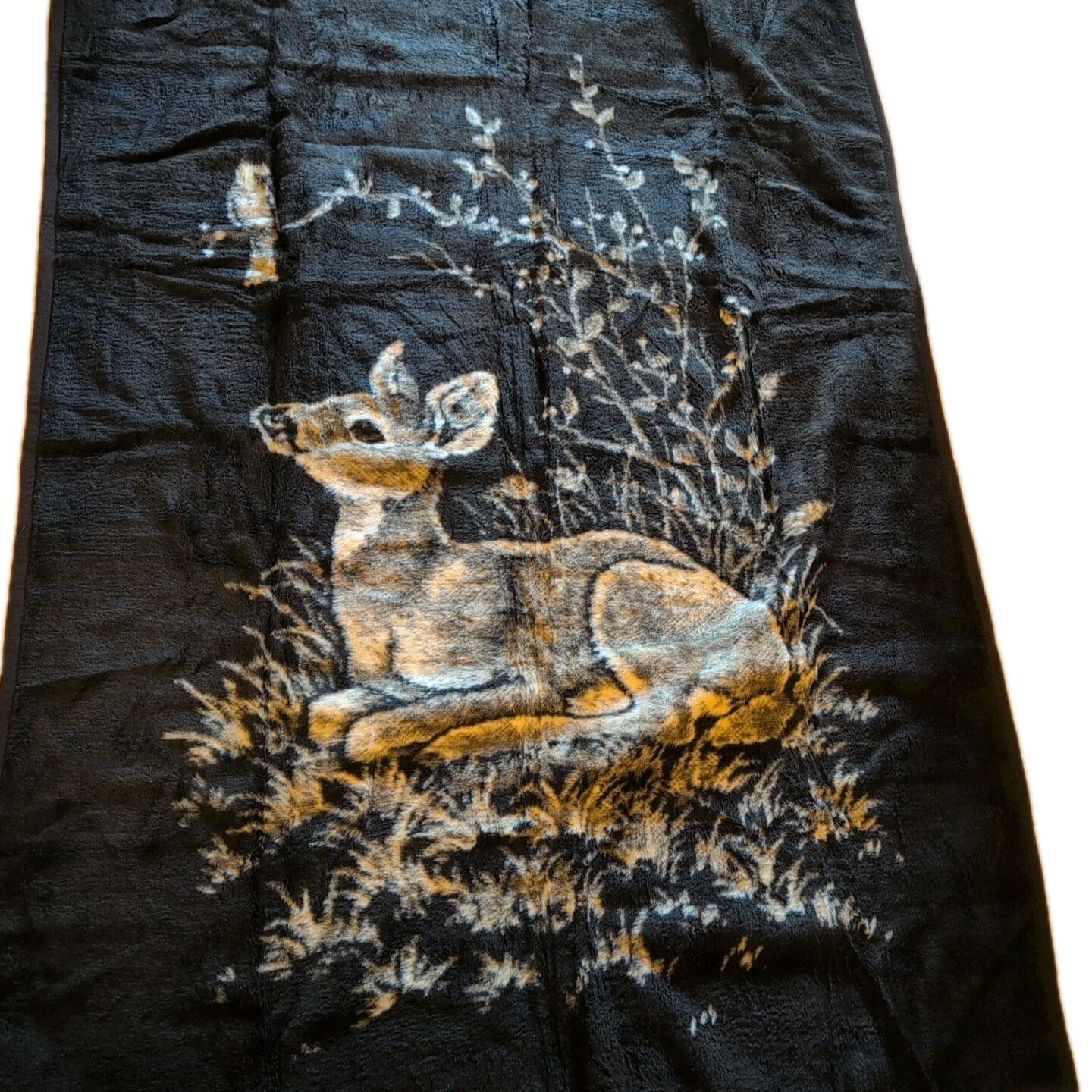 RARE Vintage IBENA Blanket Throw Made In W. Germany Doe In Grass