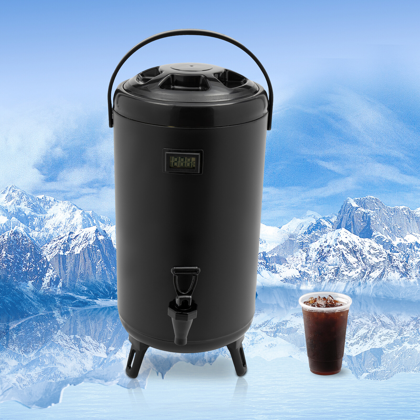 Coffee Carafe Beverage Dispenser Insulated Stainless Steel Hot Water Black