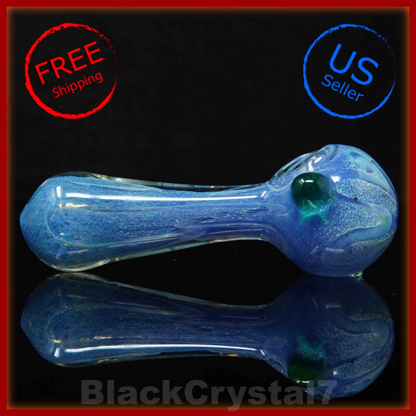 4.5 inch Handmade Ocean Blue Meteorite Rock Tobacco Smoking Bowl Glass Pipes