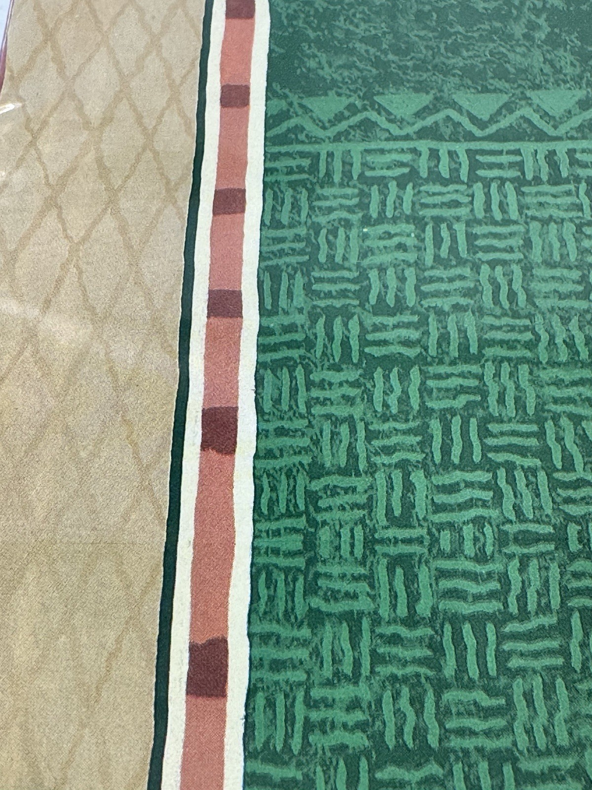 VTG English Cards Gift Wrap Green Geometric Southwestern 3 Sheets USA NOS READ