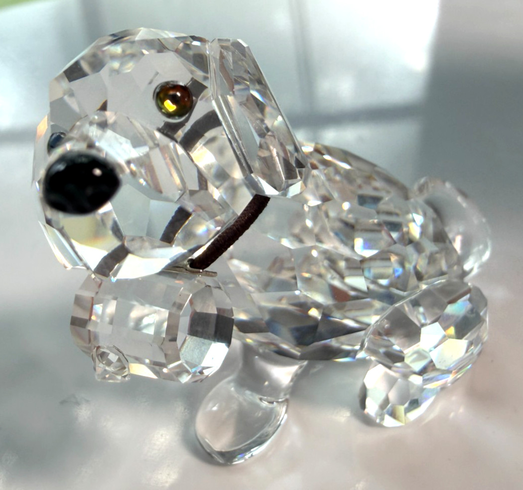 Swarovski Silver Crystal St Bernard Dog Figurine Clear Cut Crystal Boxed Vintage
