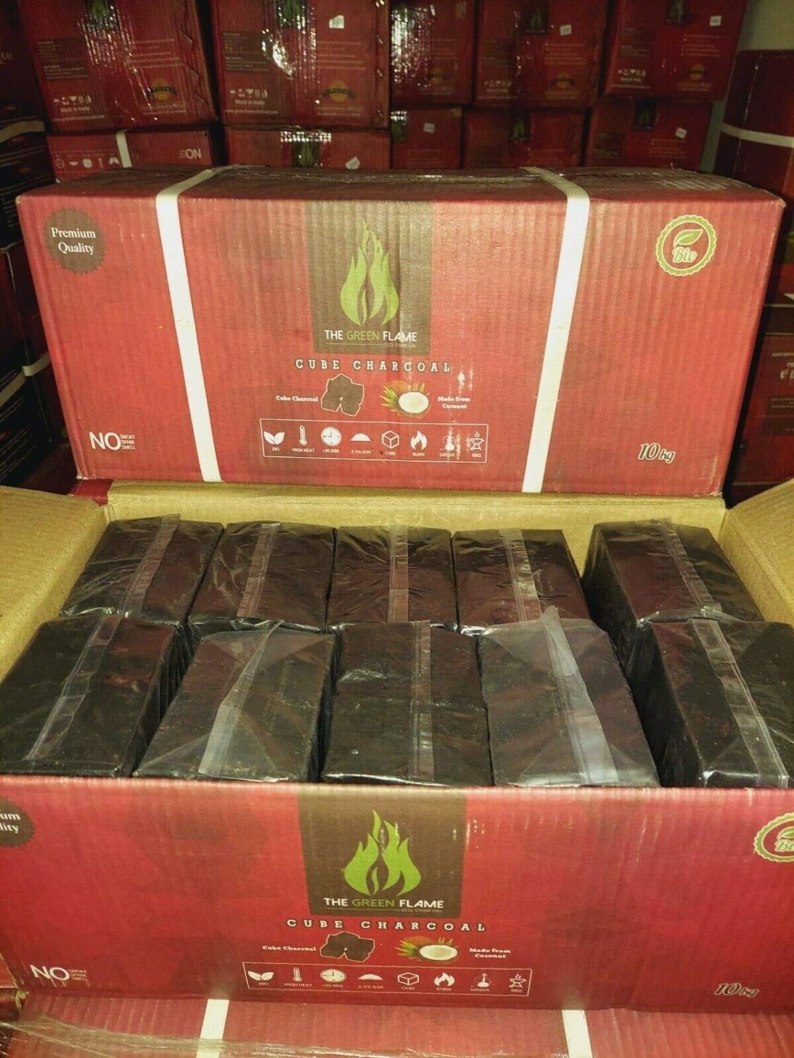 the green flame 10kg Bulk Hookah Charcoal Cubes 720 pcs coconut SHIP FROM US