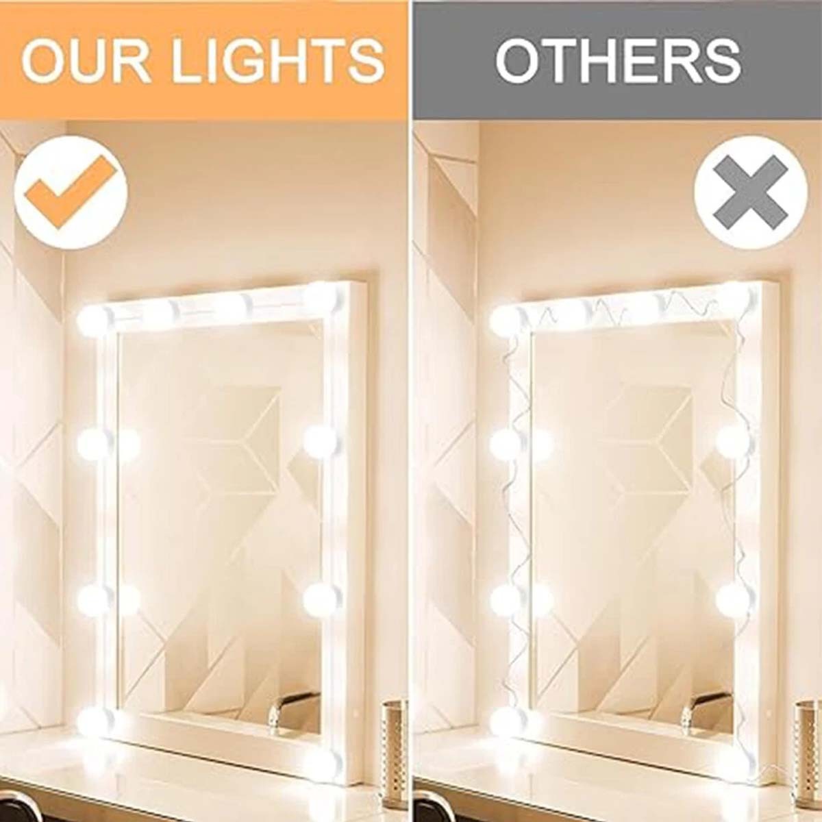 LED makeup mirror light with 10 dimmable bulbs, 11 FT 10 bulb bundle