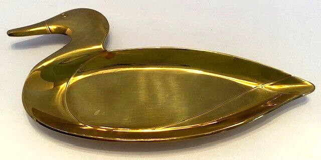 Shiny Brass 7 Inch Mallard Duck Trinket/Coin/Jewelry Dish