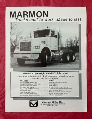 1990s Marmon “57L BULK HAULER” – Original Truck Dealer Sales Brochure Catalog