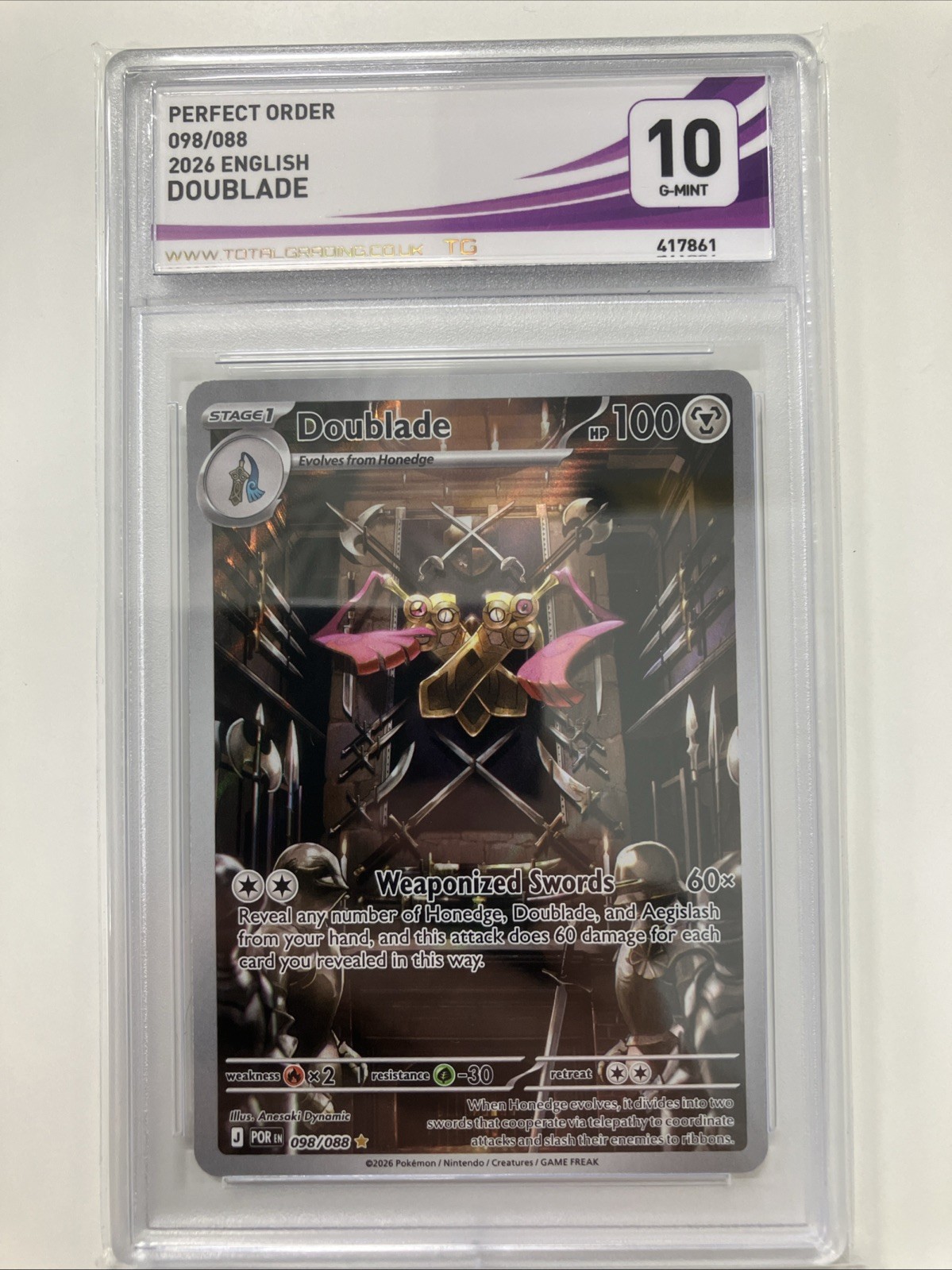 Pokemon-Doublade 098/088-Graded 10-Perfect Order English