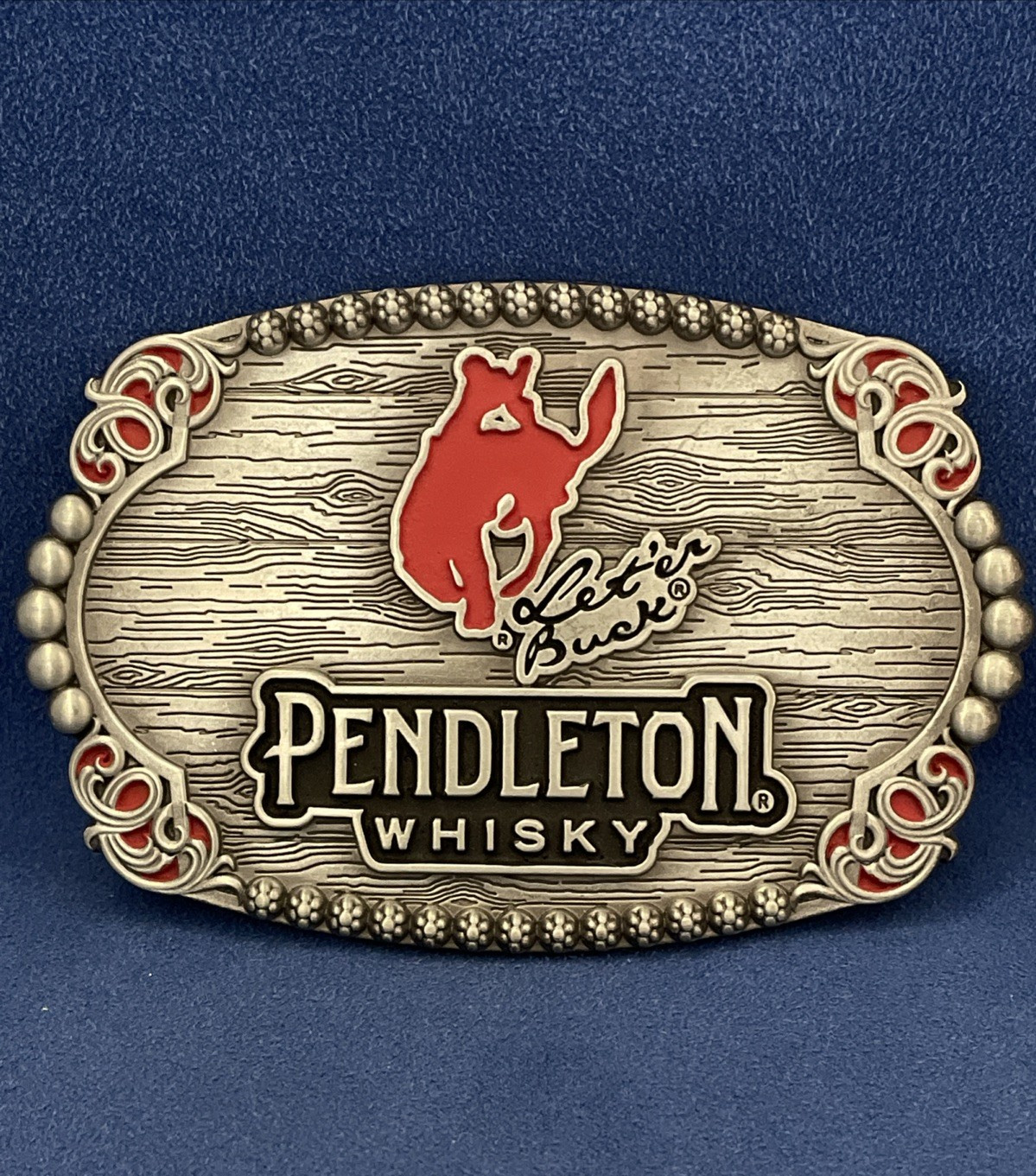 Pendleton Whiskey LET’ER BUCK Mesh Snapback Black Hat w/4″ Metal Belt Buckle