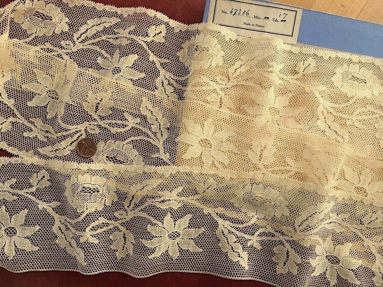 Antique Vintage Lace-WIDE ANTIQUE VTG FRENCH POINT DE PARIS LACE FLOUNCE 82″