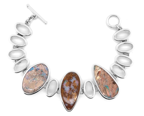 Silver bracelet with brown opal