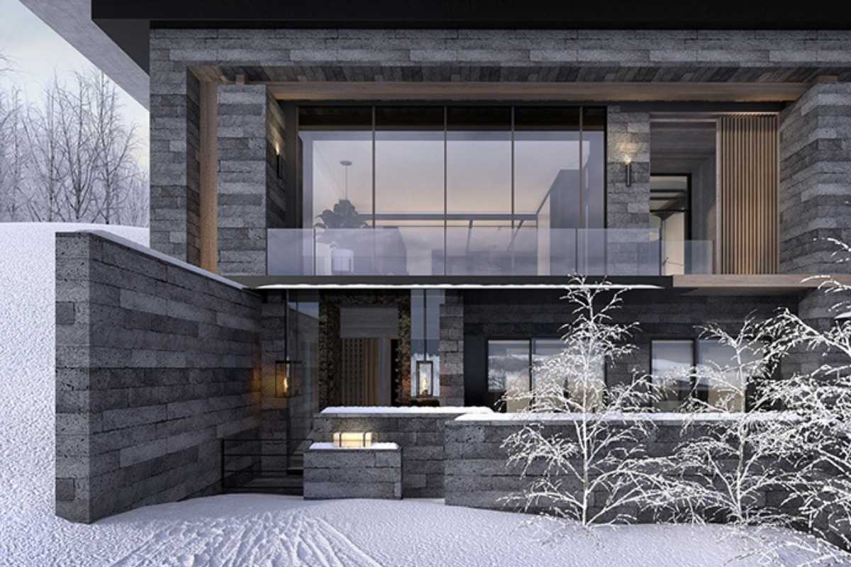 Exterior view of Park Hyatt Niseko Residence during winter, showcasing luxury ski-in, ski-out accommodation.